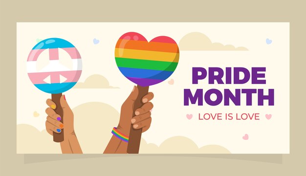 Plantilla de banner horizontal de orgullo lgbt plano