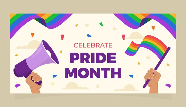 Plantilla de banner horizontal de orgullo lgbt plano