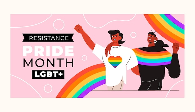 Plantilla de banner horizontal de orgullo lgbt plano