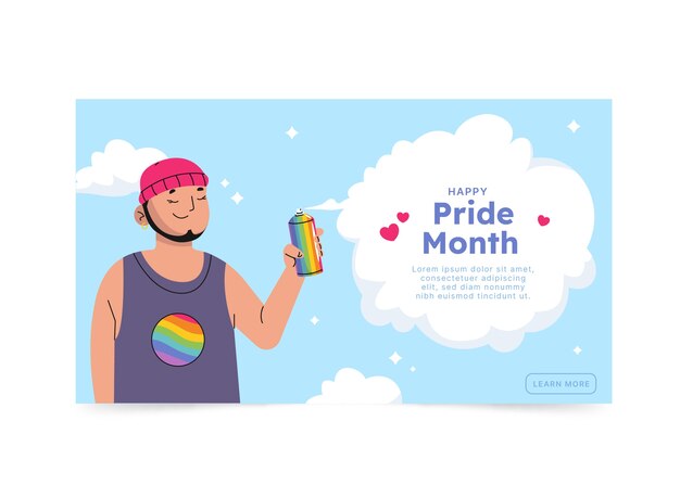Plantilla de banner horizontal de orgullo lgbt plano