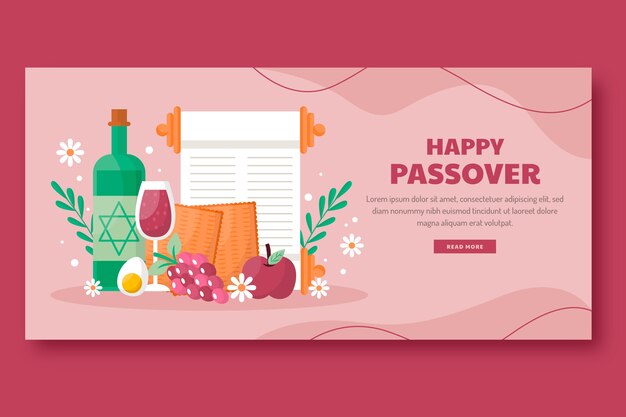 Plantilla de banner horizontal de pascua plana