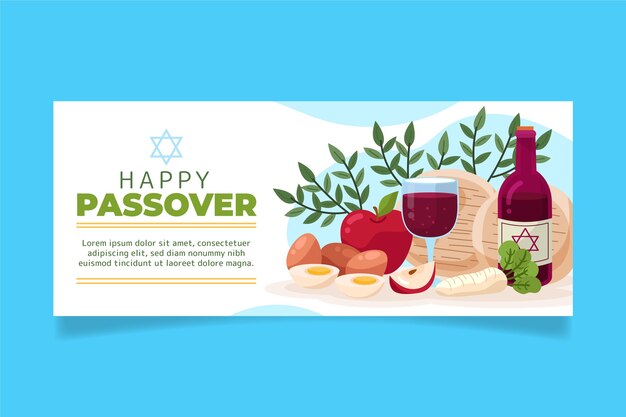 Plantilla de banner horizontal de pascua plana