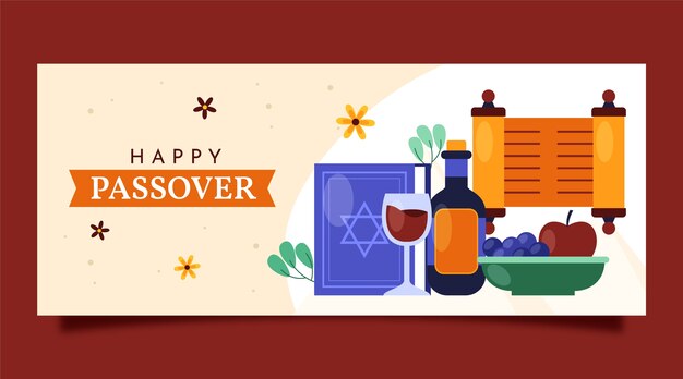 Plantilla de banner horizontal de pascua plana