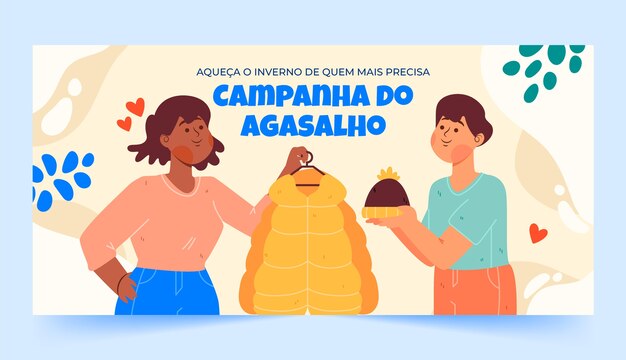 Plantilla de banner horizontal plana campanha do agasalho