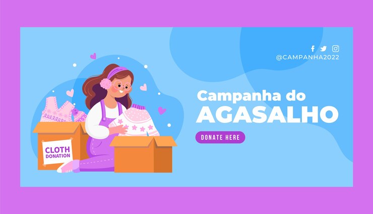 Vector gratuito plantilla de banner horizontal plana campanha do agasalho
