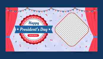 Vector gratuito plantilla de banner horizontal plana para la celebración del día de los presidentes estadounidenses