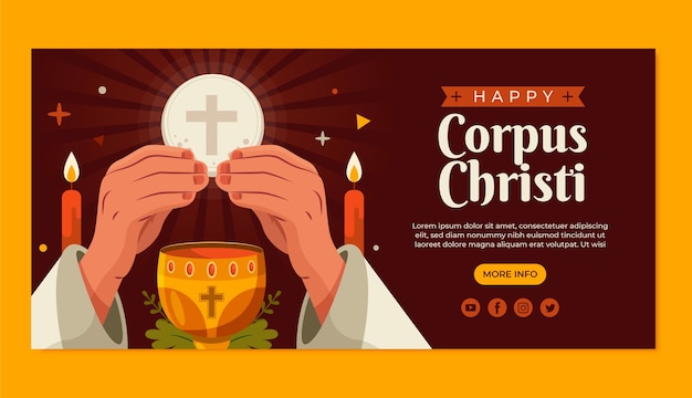 Plantilla de banner horizontal plana para la celebración religiosa del corpus christi