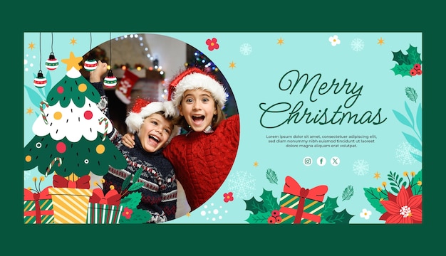 plantilla de banner horizontal plana para la celebración de la temporada de Navidad