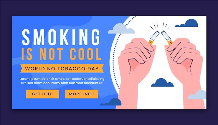 Vector gratuito plantilla de banner horizontal plana para la concientización sobre el día sin tabaco