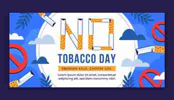 Vector gratuito plantilla de banner horizontal plana para la concientización sobre el día sin tabaco