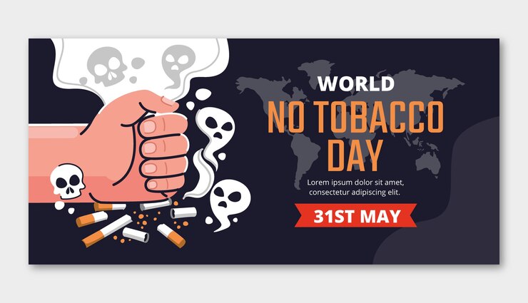 Vector gratuito plantilla de banner horizontal plana para la concientización sobre el día sin tabaco