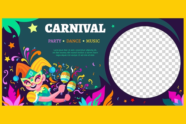 Vector gratuito plantilla de banner horizontal plana para la fiesta de carnaval