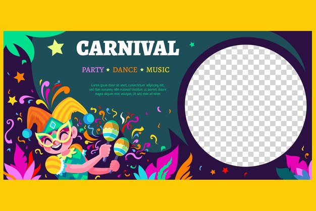 plantilla de banner horizontal plana para la fiesta de carnaval