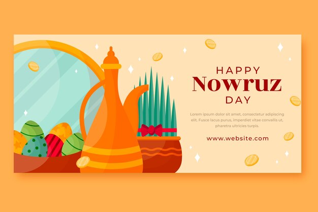 Vector gratuito plantilla de banner horizontal plana nowruz