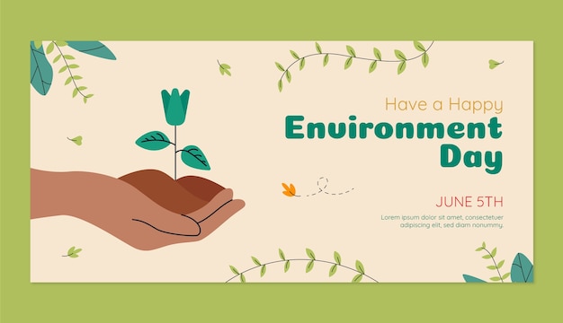 Vector gratuito plantilla de banner horizontal plano para la celebración del día mundial del medio ambiente