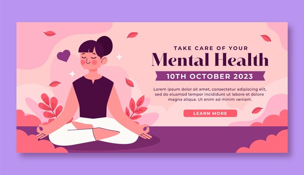 Plantilla de banner horizontal plano para la celebración del día mundial de la salud