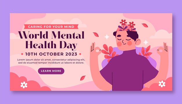 Plantilla de banner horizontal plano para la celebración del día mundial de la salud