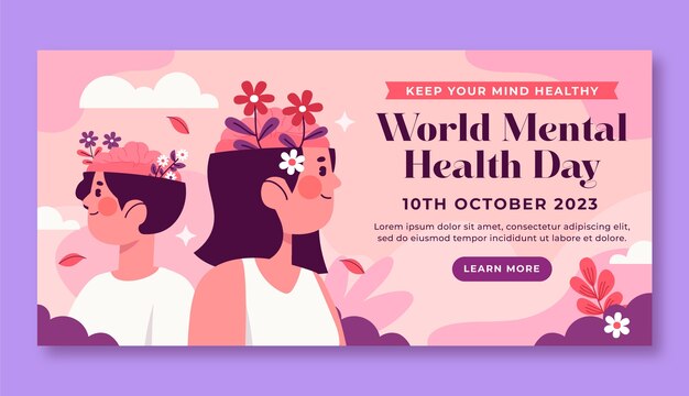 Plantilla de banner horizontal plano para la celebración del día mundial de la salud