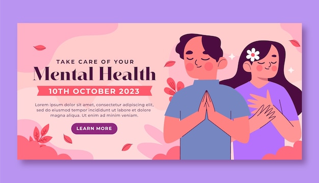 Vector gratuito plantilla de banner horizontal plano para la celebración del día mundial de la salud