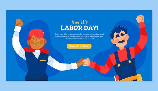 Vector gratuito plantilla de banner horizontal plano para la celebración del día del trabajo