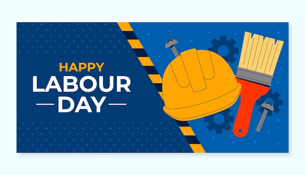 Vector gratuito plantilla de banner horizontal plano para la celebración del día del trabajo