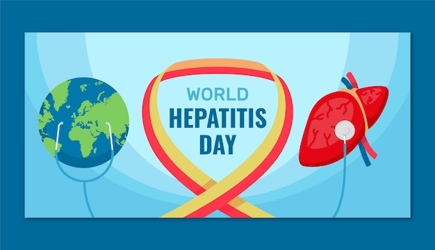 Vector gratuito plantilla de banner horizontal plano para la conciencia del día mundial de la hepatitis