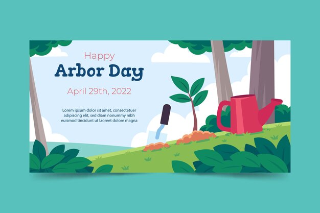 Plantilla de banner horizontal plano del día del árbol