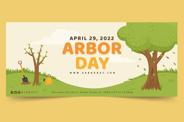 Plantilla de banner horizontal plano del día del árbol