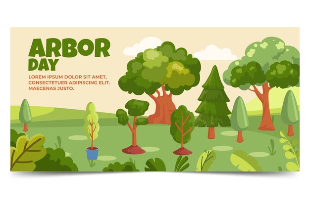 Plantilla de banner horizontal plano del día del árbol