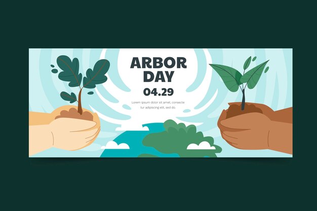 Plantilla de banner horizontal plano del día del árbol