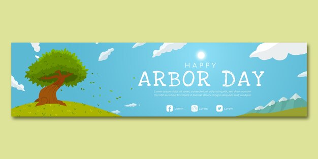 Plantilla de banner horizontal plano del día del árbol