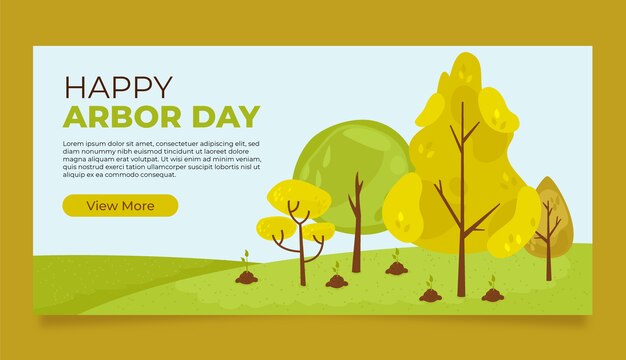 Plantilla de banner horizontal plano del día del árbol
