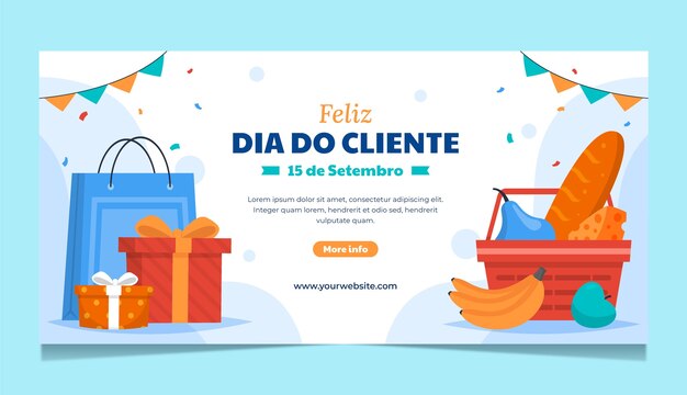 Plantilla de banner horizontal plano dia do cliente