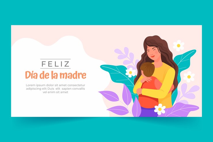 Vector gratuito plantilla de banner horizontal plano del día de la madre en español