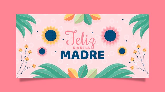 Plantilla de banner horizontal plano del día de la madre en español