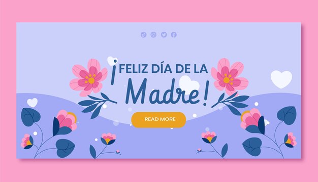 Plantilla de banner horizontal plano del día de la madre en español