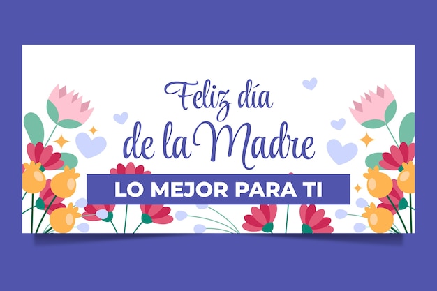 Plantilla de banner horizontal plano del día de la madre en español