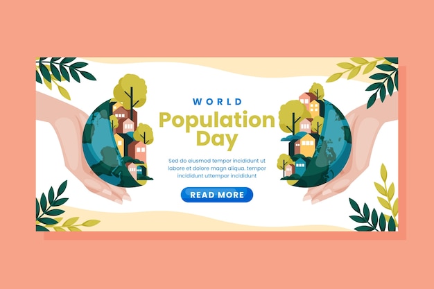 Vector gratuito plantilla de banner horizontal plano del día mundial de la población