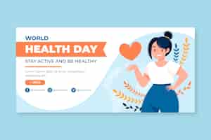 Vector gratuito plantilla de banner horizontal plano del día mundial de la salud
