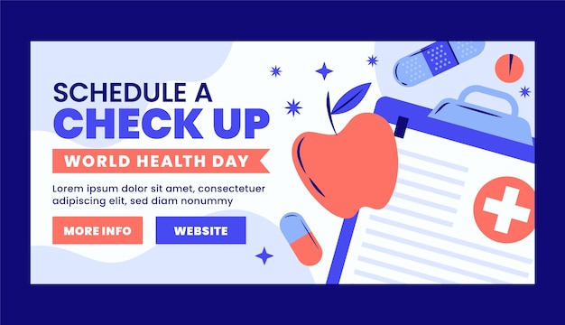 Vector gratuito plantilla de banner horizontal plano del día mundial de la salud