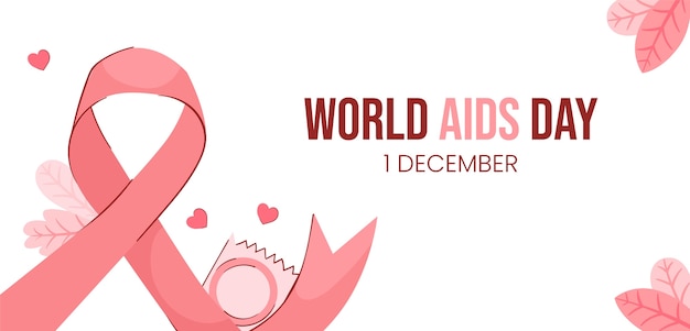 Plantilla de banner horizontal plano del día mundial del sida