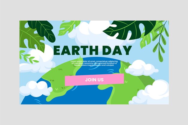 Plantilla de banner horizontal plano del día de la tierra