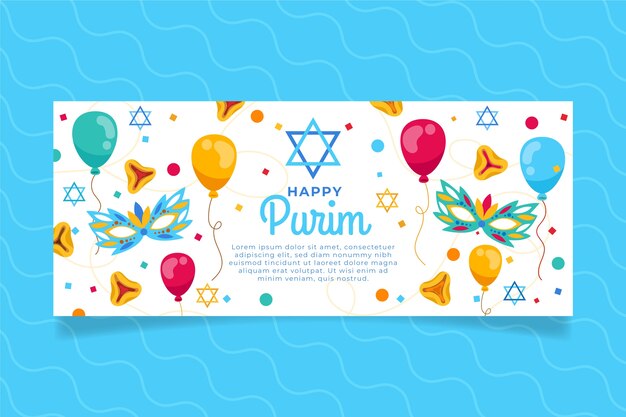 Plantilla de banner horizontal plano purim