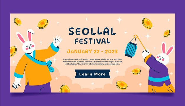 Plantilla de banner horizontal plano seollal