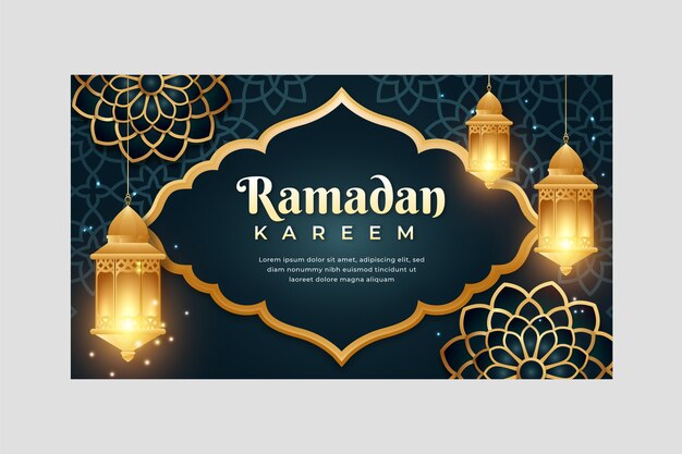 Plantilla de banner horizontal de ramadán degradado