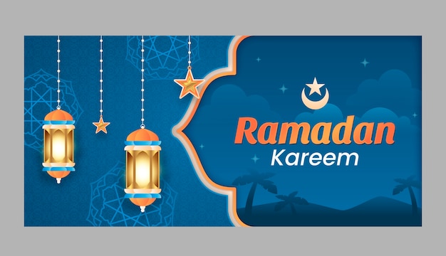 Vector gratuito plantilla de banner horizontal de ramadán degradado