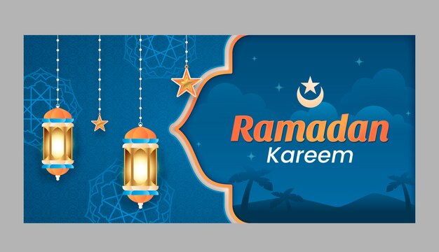 Plantilla de banner horizontal de ramadán degradado