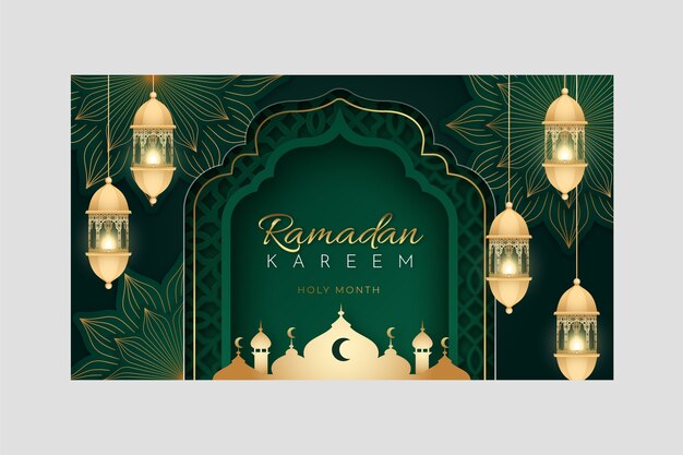 Plantilla de banner horizontal de ramadán degradado