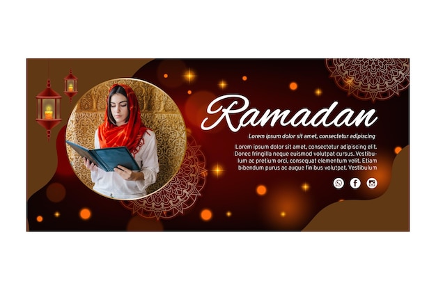 Vector gratuito plantilla de banner horizontal para ramadán