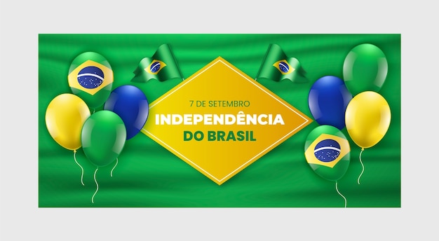 Plantilla de banner horizontal realista para la celebración del 7 de septiembre